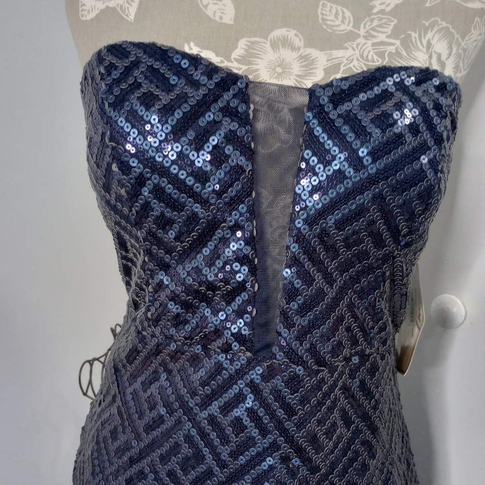NWT Trixxi Strapless Sequin Evening Dress - Picture 3 of 8